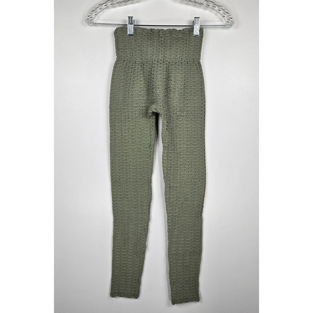 Spiritual Gangster Women's Size XS/S Green Basketweave Leggings